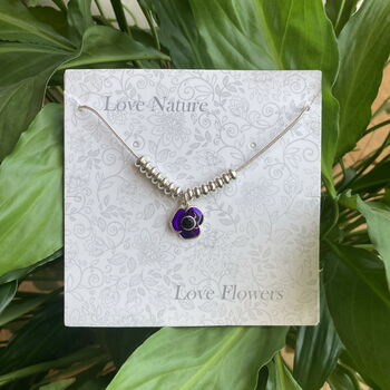 Poppy Purple Flower Necklace, 3 of 4