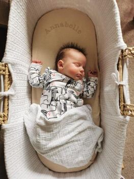Personalised Organic Moses Basket Fitted Sheet, 5 of 10