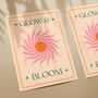 Glow And Bloom, Bohemian Celestial Sun Art Poster, thumbnail 2 of 3
