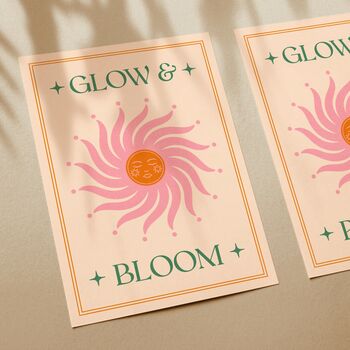 Glow And Bloom, Bohemian Celestial Sun Art Poster, 2 of 3