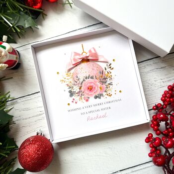 Handmade Pink Bauble Christmas Card, 6 of 7