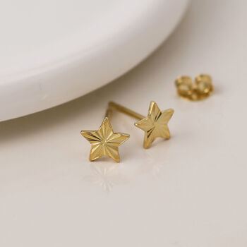 Gold Plated Sterling Silver Sunburst Star Stud Earrings – 7mm, 5 of 6