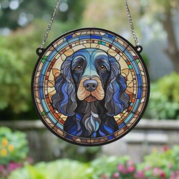 Cocker Working Black Stained Glass Effect Suncatcher, 3 of 3