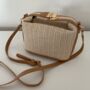 Personalised Elsie Straw Gold Buckle Faux Leather Cross Body Bag, thumbnail 4 of 4