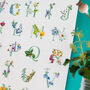 Inky Wildflower Alphabet A To Z Illustrated Print, thumbnail 2 of 11