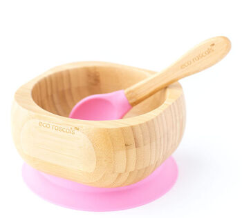 Bamboo Bowl And Spoon Set Pink, 4 of 7