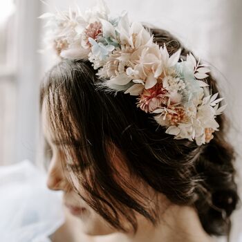 Skye Pastel Bridal Dried Flower Crown Wedding Headband, 2 of 3