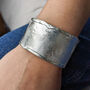 Handmade Silver Cuff Textured Bracelet, thumbnail 1 of 6