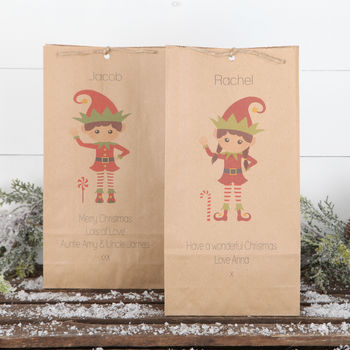 Personalised Christmas Boy Or Girl Elf Gift Bag, 3 of 4