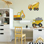 Personalised Set Of Three Diggers Wall Sticker Decor, thumbnail 1 of 5