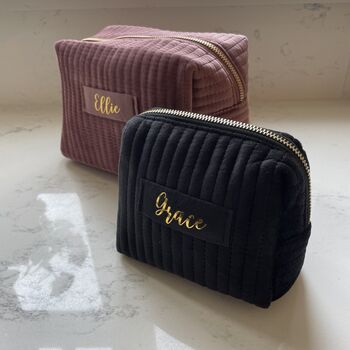 Personalised Soft Velvet Pleated Makeup Cosmetic Cube Bag, 6 of 12