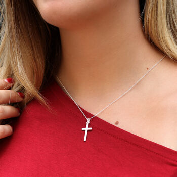 Personalised Sterling Silver Small Cross Necklace, 2 of 5