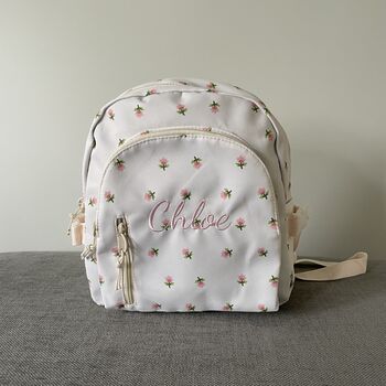 Personalised Custom Embroidered Ditsy Girls Rounded Backpack, 4 of 9