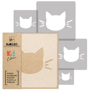 Reusable Plastic Stencils Five Pcs Cat With Brushes, 2 of 5