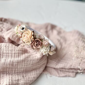 Blush Pink And Ivory Flower Girl Crown, 2 of 8
