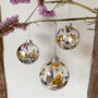 Set Of Three Pressed Flower And Gold Leaf Baubles, thumbnail 2 of 3