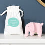 Pink Knitted Elephant Rattle With Personalised Bag, thumbnail 2 of 4