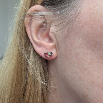 Tresor Two Stone Square Ear Studs, 2 of 6