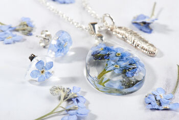 Forget Me Not And Feather Sterling Silver Necklace, 3 of 4