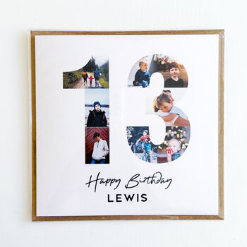 Personalised 13th Birthday Photo Collage Card, 6 of 8