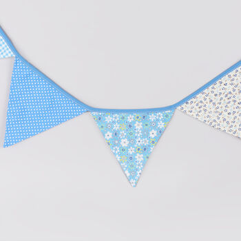 G Decor Blue And White Patterned Cloth Bunting, 5 of 8