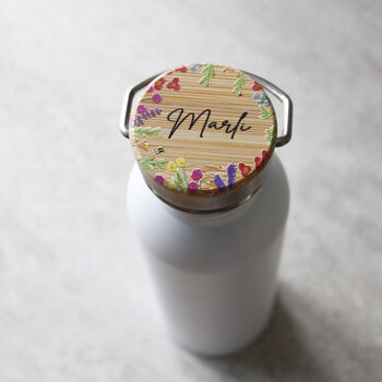 Personalised Floral Lid Metal Drinking Bottle For Her, 11 of 12