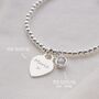 Sterling Silver Clasp Bracelet Personalised Mini Heart And Birthstone, thumbnail 3 of 12