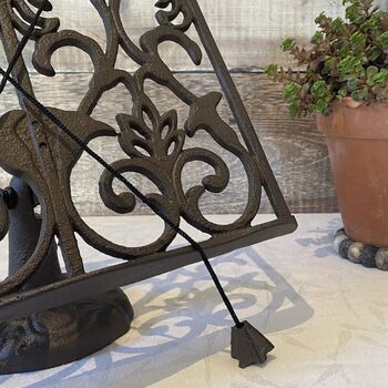 Cast Iron Recipe Book Stand And Heart Trivet Set, 4 of 10