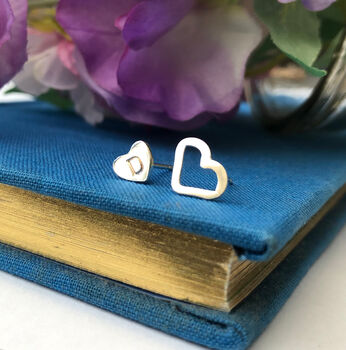 Personalised Mismatched Initial Heart Earrings, 6 of 7