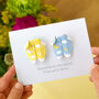 Personalised Origami Twins Baby Grow Card, thumbnail 2 of 4