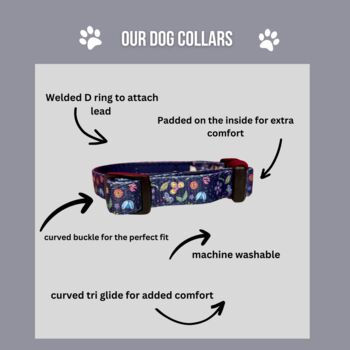 Navy Floral Dog Collar, 2 of 3
