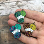 Crochet Enamel Pin, Yarn Just One More Row Craft, thumbnail 1 of 4