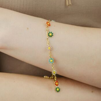 Colourful Rainbow Sun Flower Daisy Dangle Bracelet, 4 of 6