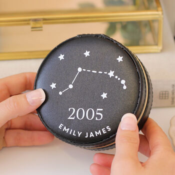Personalised Date Star Sign Jewellery Travel Case, 2 of 8
