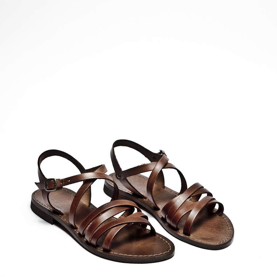 natural leather strappy flat sandals by espadrille | notonthehighstreet.com