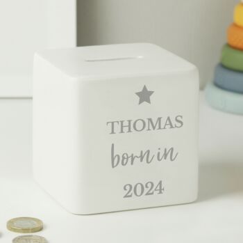 Personalised Born In Money Box, 3 of 4