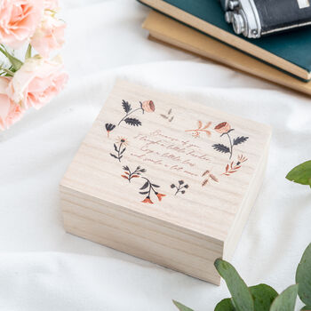 Personalised Small Wooden Floral Trinket Keepsake Box, 2 of 3