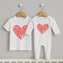 Personalised Big And Little Sister Brother Sibling Set Heart, thumbnail 1 of 3