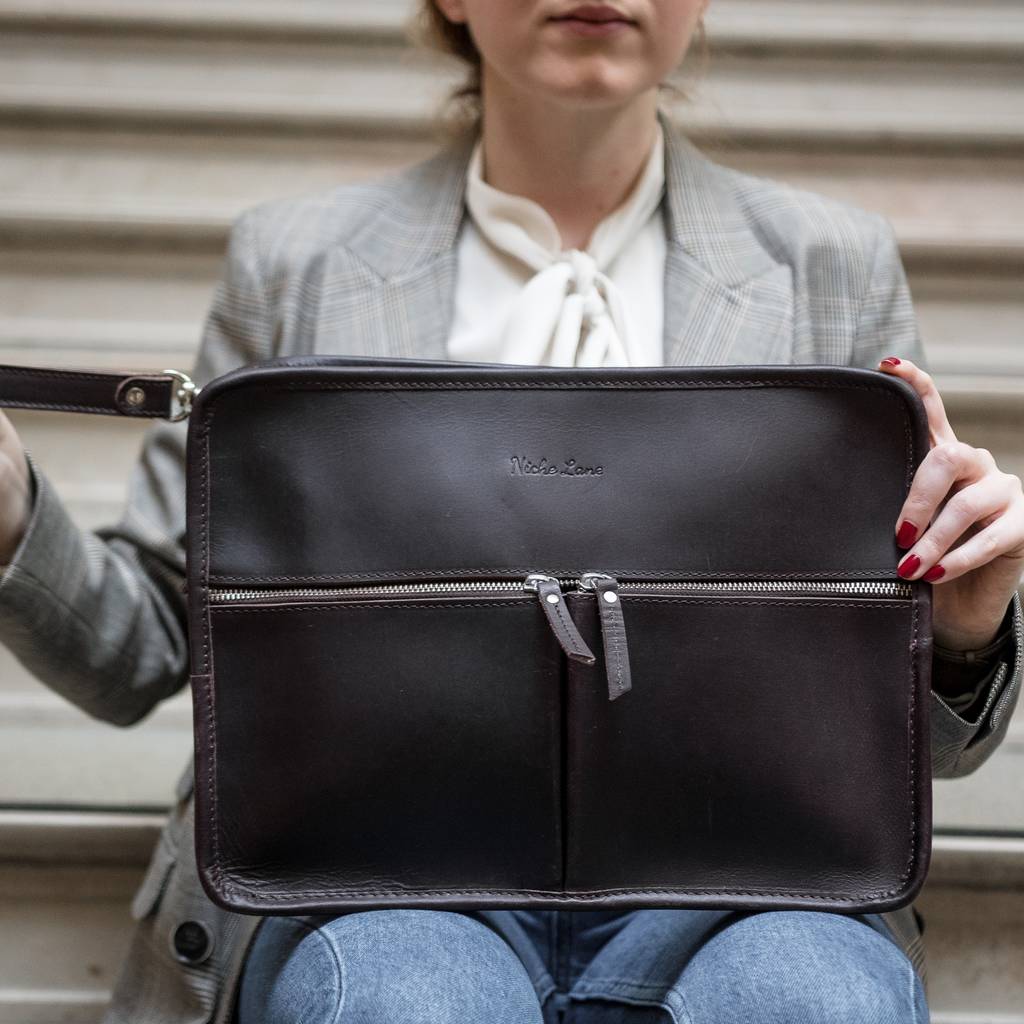 Personalised Leather iPad Tablet Bag By Niche Lane