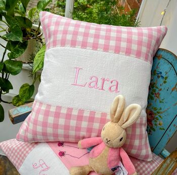 Gingham Name Cushion, 4 of 11