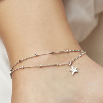 Bead Chain Anklet In Sterling Silver, 2 of 5