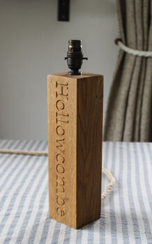 Personalised Wooden Engraved Lamp Stand, 3 of 12