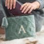 Luxurious Quilted Sage Green Embossed Wash Bag, thumbnail 2 of 5