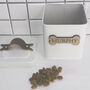 Personalised Farmhouse Pet Treat Tin With Walnut Nameplate, thumbnail 3 of 7