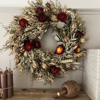 Cottage Autumn Dried Flower Wreath, 4 of 6