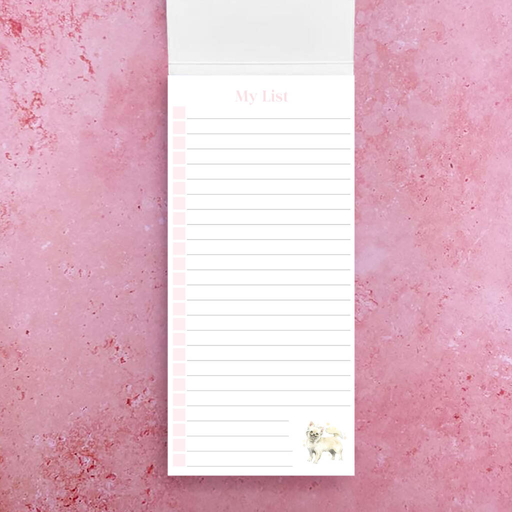 Dogs Pink And Red List Pad By Handpainted Dog Art Prints