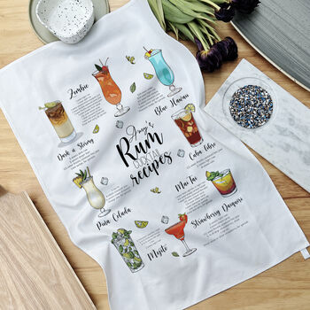 Personalised Rum Cocktail Recipe Tea Towel, 2 of 5