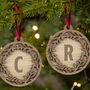 Personalised Wooden Wreath Bauble Set For Couples, thumbnail 1 of 5