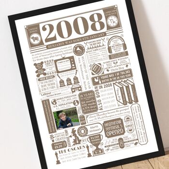 2008 Personalised 18th Birthday Print With Photo, 4 of 8