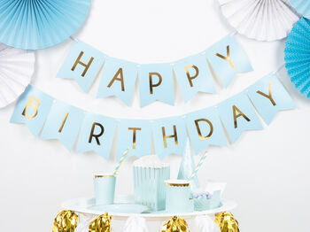Colourful And Gold Foil Flag Birthday Banner, 2 of 4